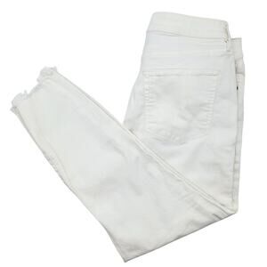 Loft Jeans Women's 31/12 Ivory White High Rise Curvy Skinny Crop Distressed
